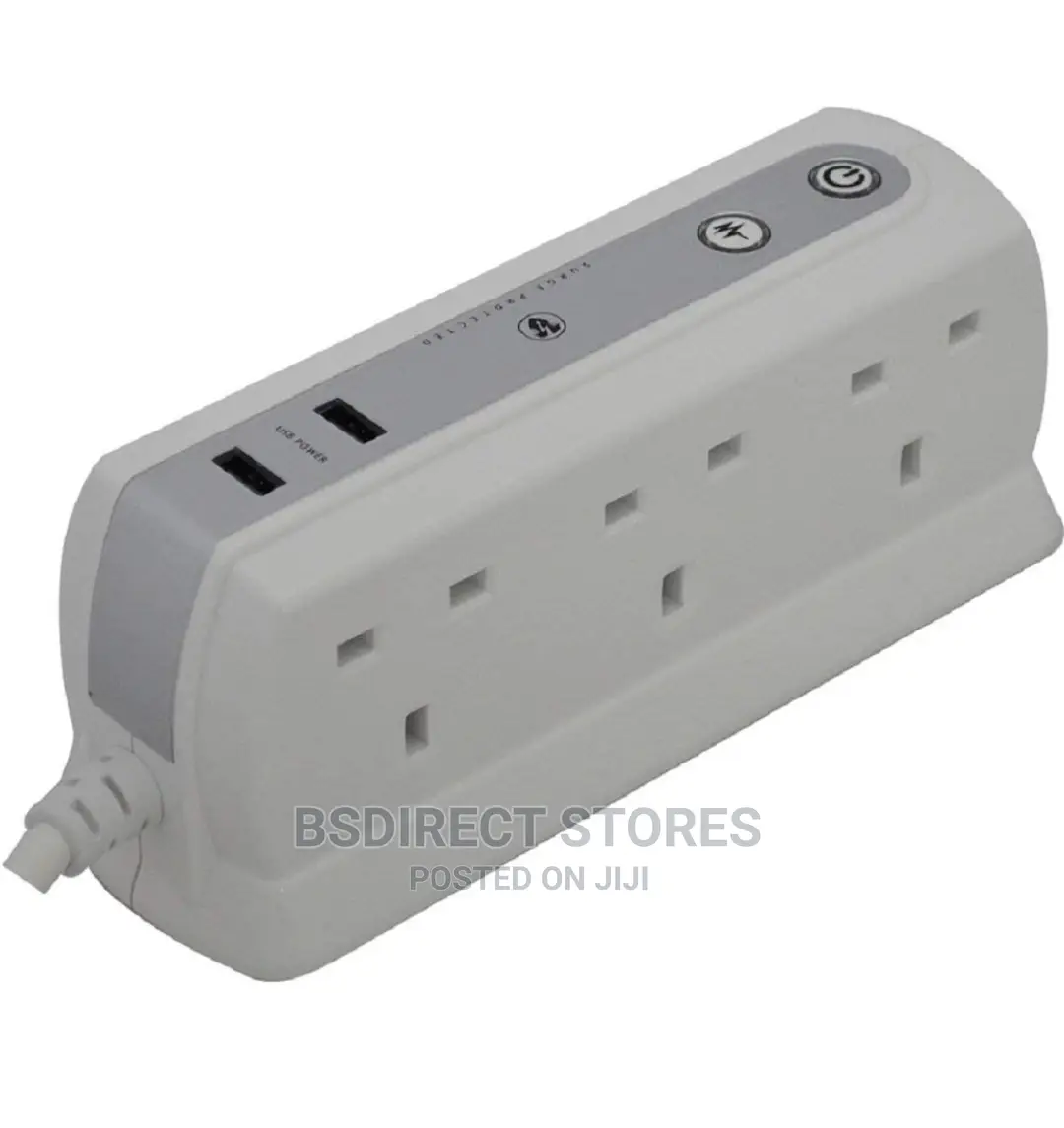 Masterplug WHITE Six Socket Extension Lead With USB - 1m