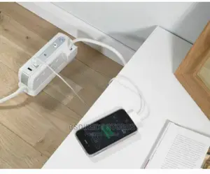Masterplug WHITE Six Socket Extension Lead With USB - 1m