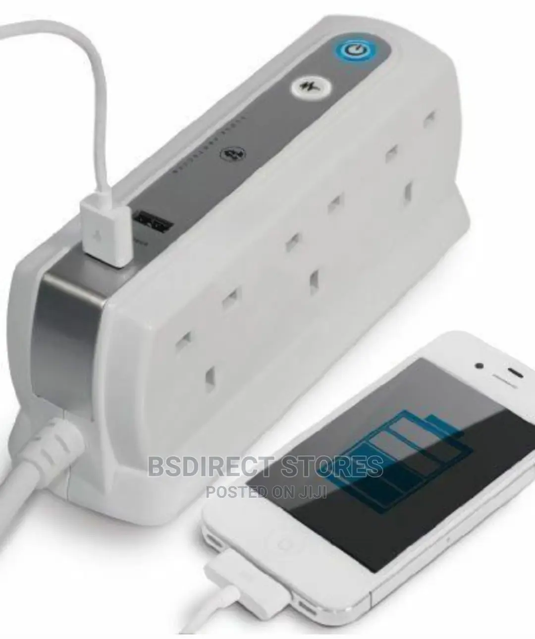 Masterplug WHITE Six Socket Extension Lead With USB - 1m