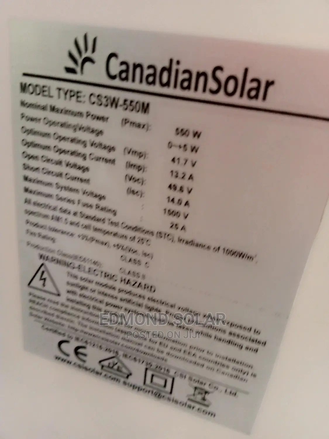 550watts Canadian Solar Panel