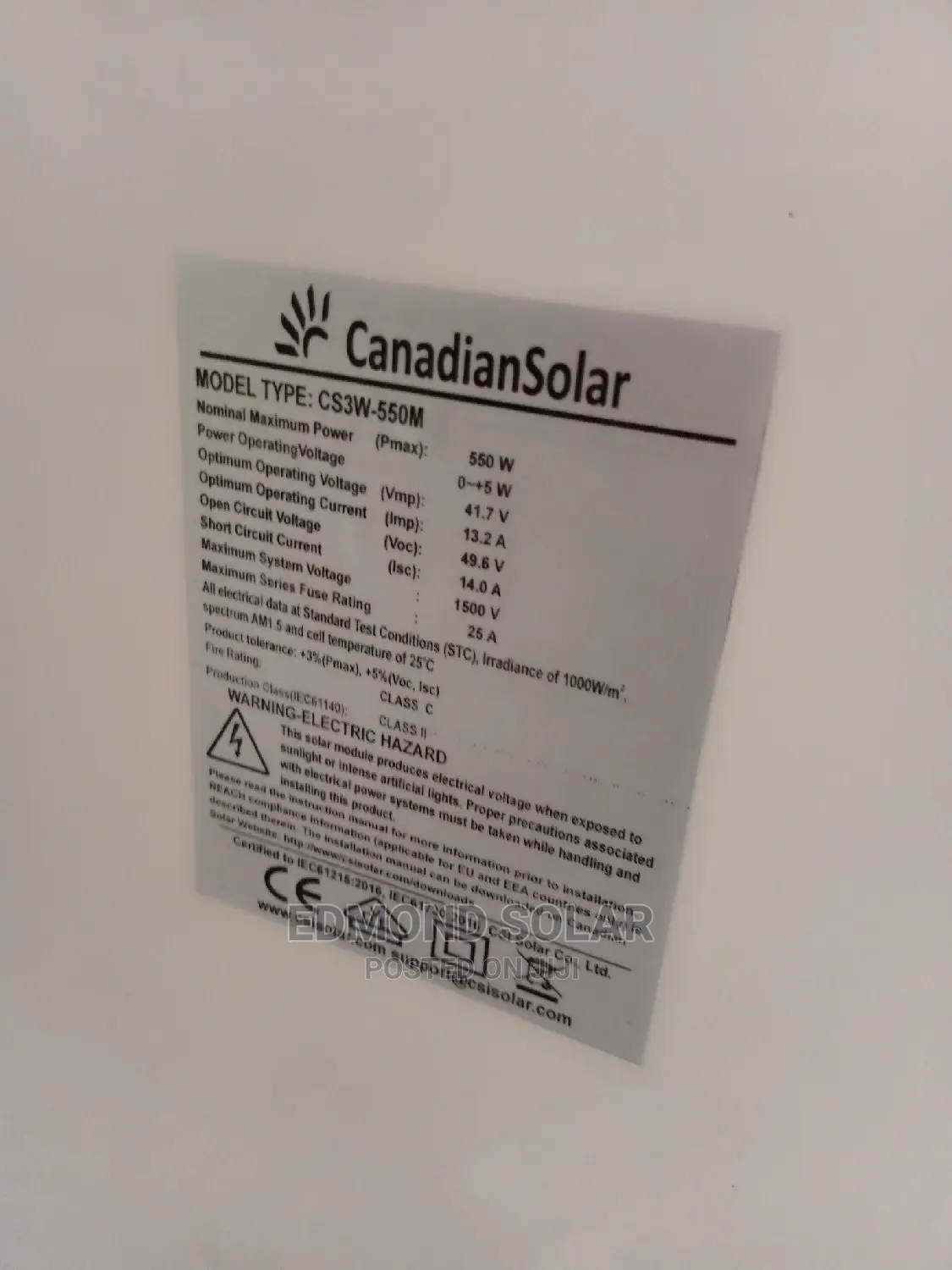 550watts Canadian Solar Panel