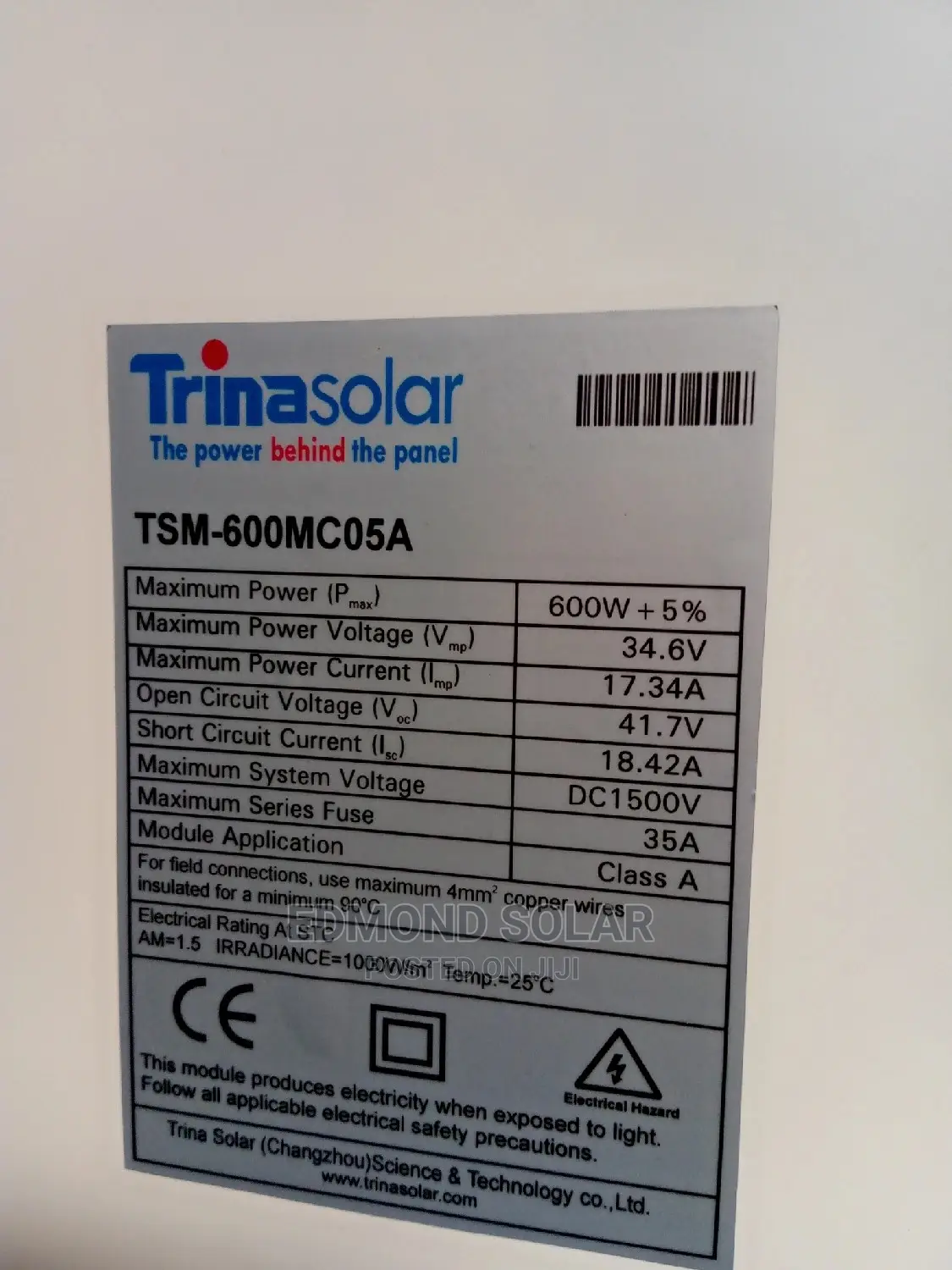 Trina SOLAR PANEL 600watts Two Years Warranty