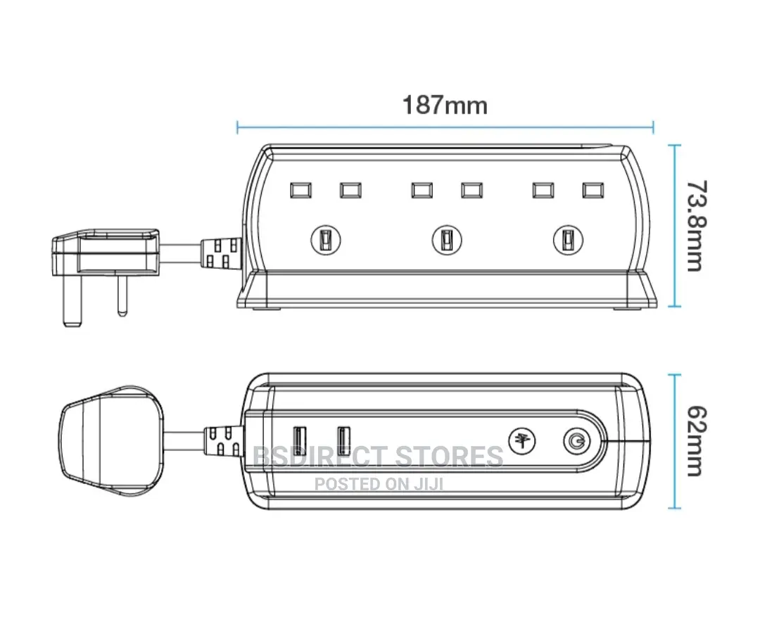 Masterplug Heavy Duty 6 Socket Surge Protected 2M Extension