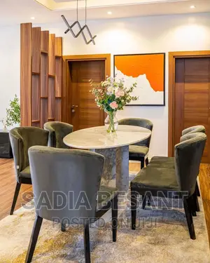 Luxury 6 Seater Marble Top Royal Dining Table Set.