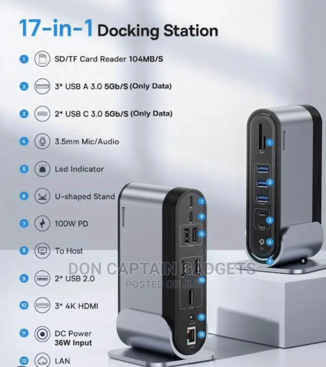 Baseus Working Station 17 Port Type-c Hub Adapter ( 3 Screen )