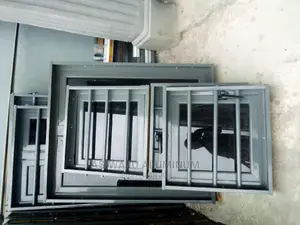 Grey Aluminum Windows With Burglary