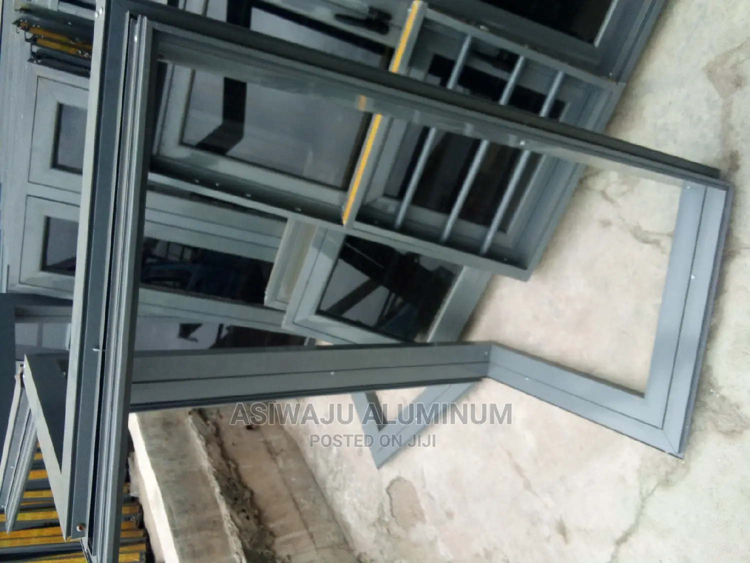Grey Aluminum Windows With Burglary