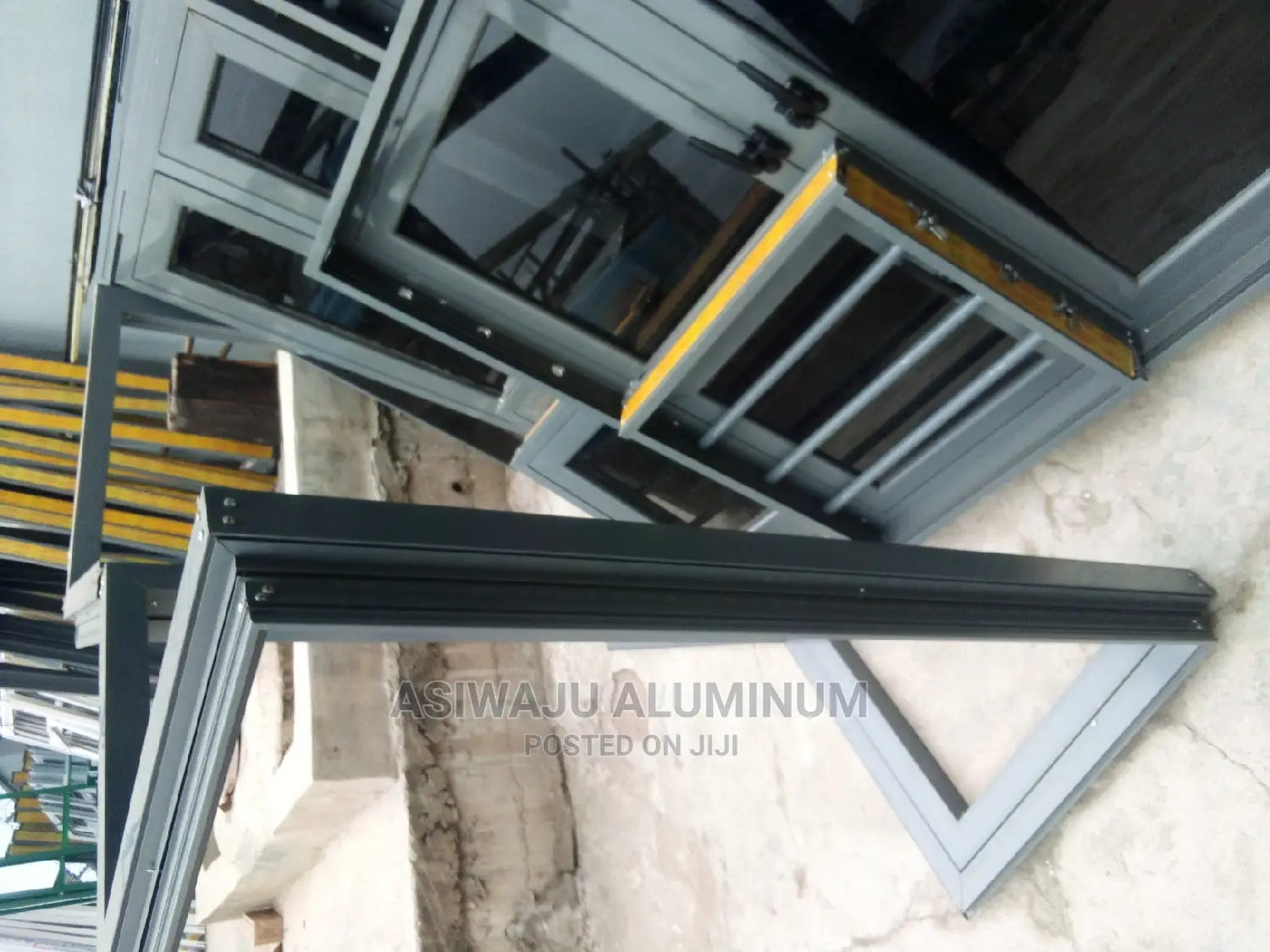 Grey Aluminum Windows With Burglary