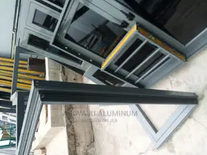 Grey Aluminum Windows With Burglary