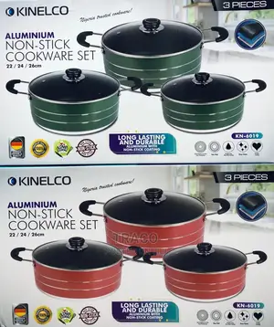 Kinelco 3 Piece Nonstick Pot Set