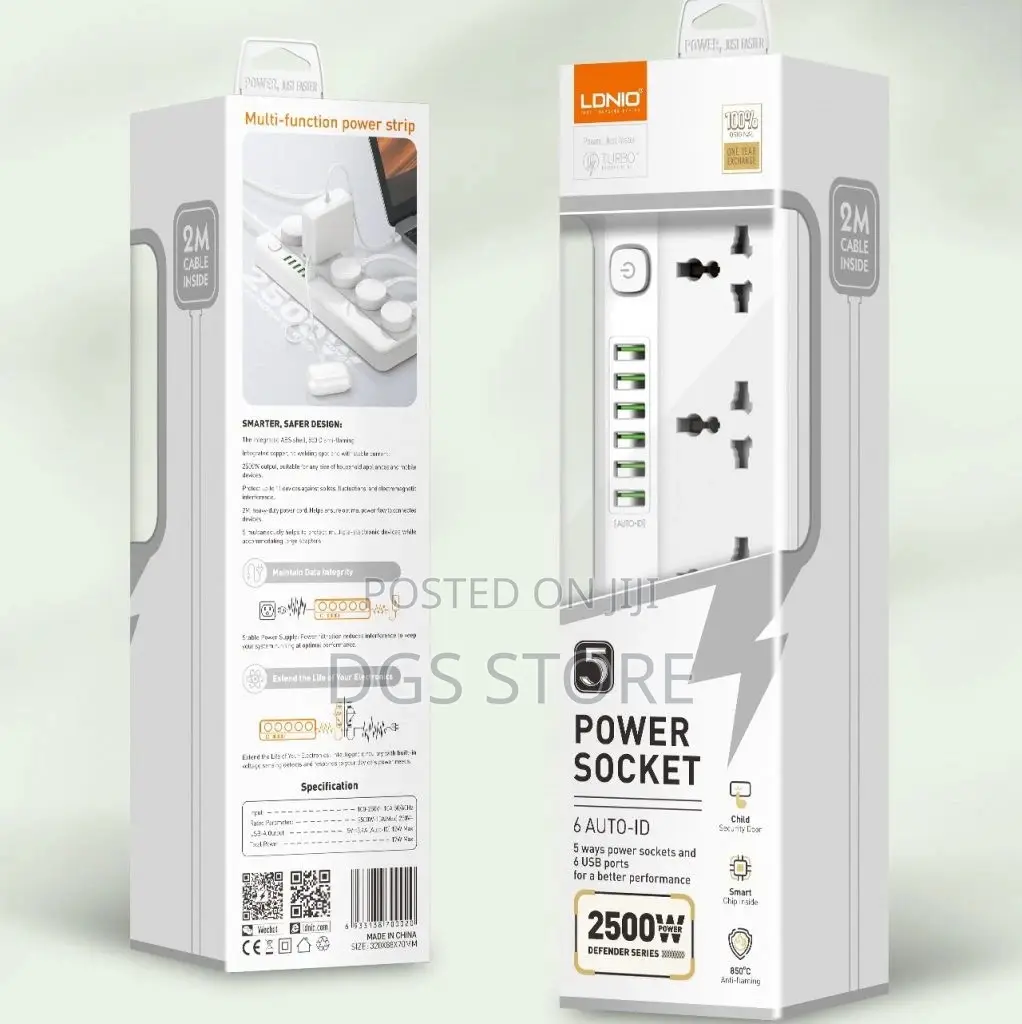Ldnio 5 Power Socket 6 Auto USB SC5614