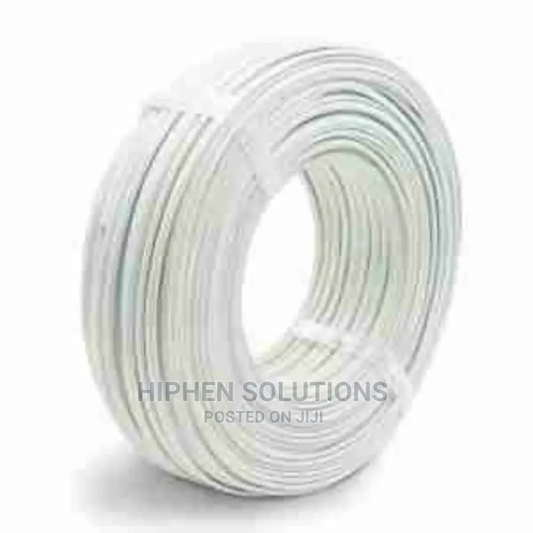 Flat Telephone Cable Stranded Wire, 100m, White