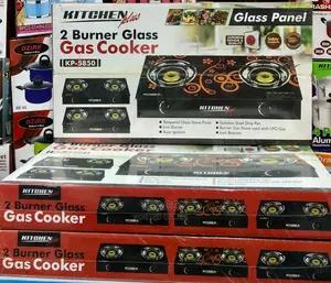 Kitchen Plus 2 Burner Glass Top Gas Cooker
