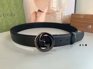 Original GUUCI GG Black Pure Leather Belts Available Instore