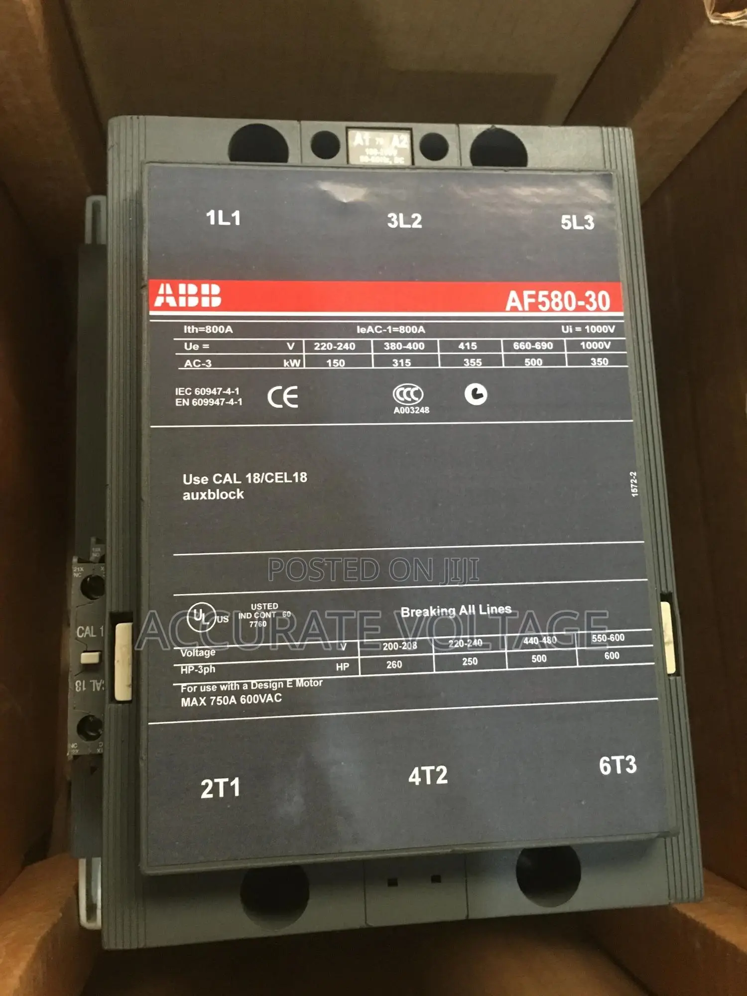 Af580-30 Abb Contactor 3P 800A
