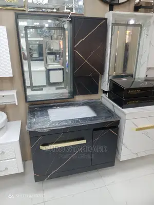 80cm Marble Top Cabinet With Side Cupboard and Let Mirror