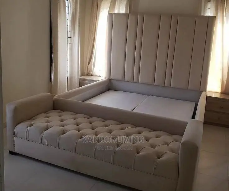 4.5 by 6 Padded Bedframe With Ottoman