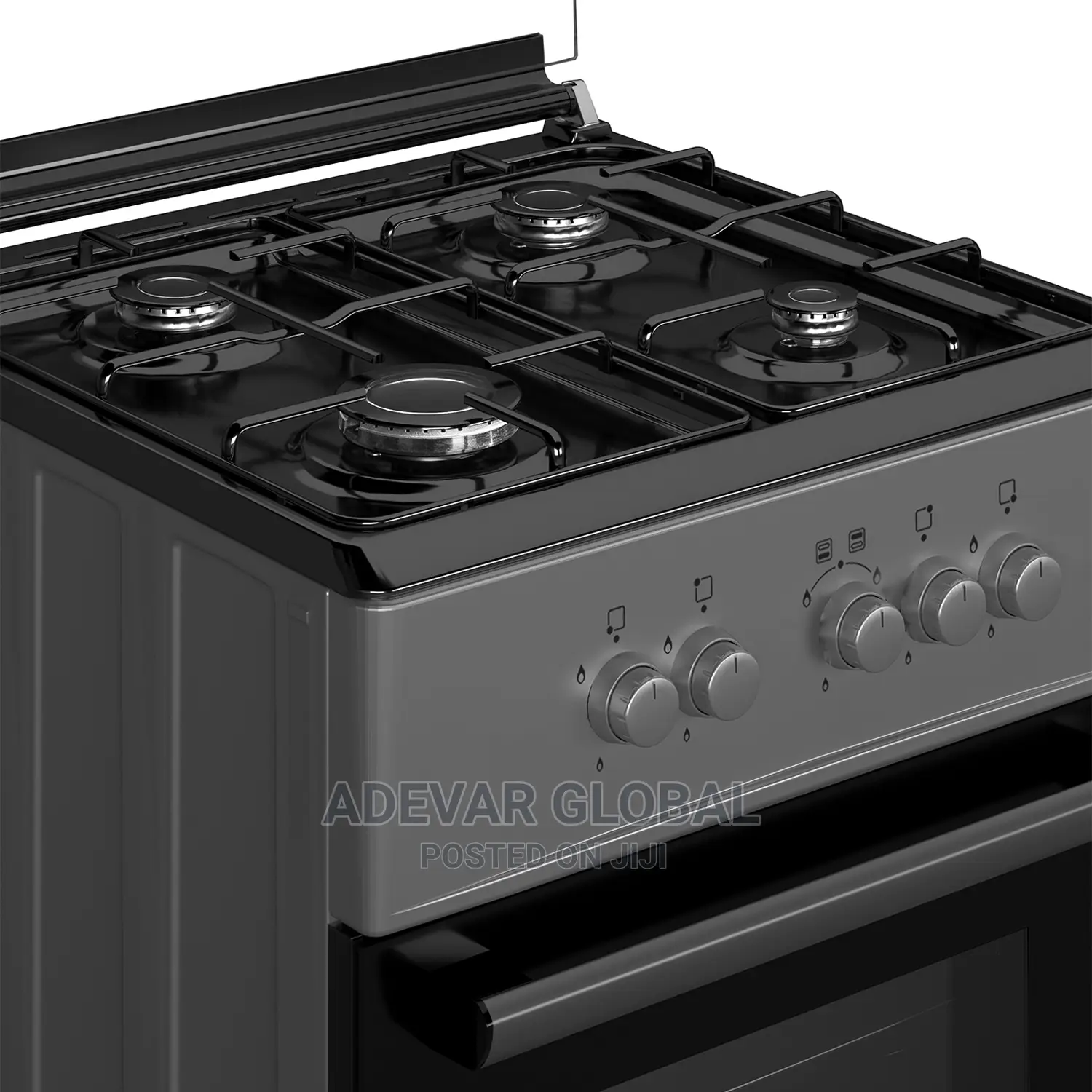 Maxi 60 by 60 4 Burner Gas Cooker Basic Black Gray