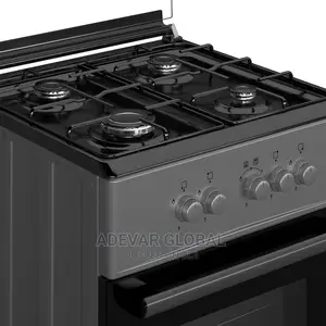 Maxi 60 by 60 4 Burner Gas Cooker Basic Black Gray