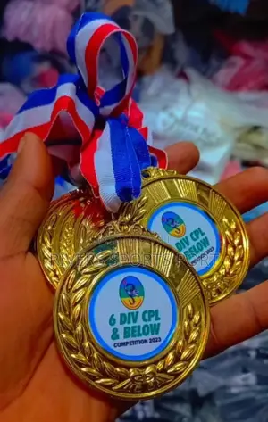 Metal Award Medals With Neck Ribbon Gold Silver Bronze Style