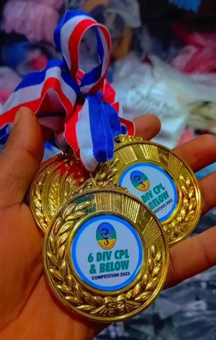 Metal Award Medals With Neck Ribbon Gold Silver Bronze Style