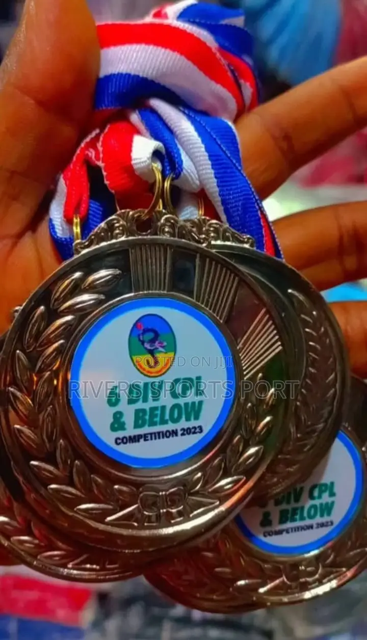 Metal Award Medals With Neck Ribbon Gold Silver Bronze Style