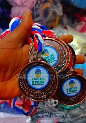 Metal Award Medals With Neck Ribbon Gold Silver Bronze Style