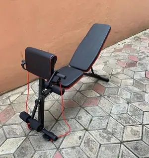 Adjustable Workout Bench With Curl Pad Red and Black 22