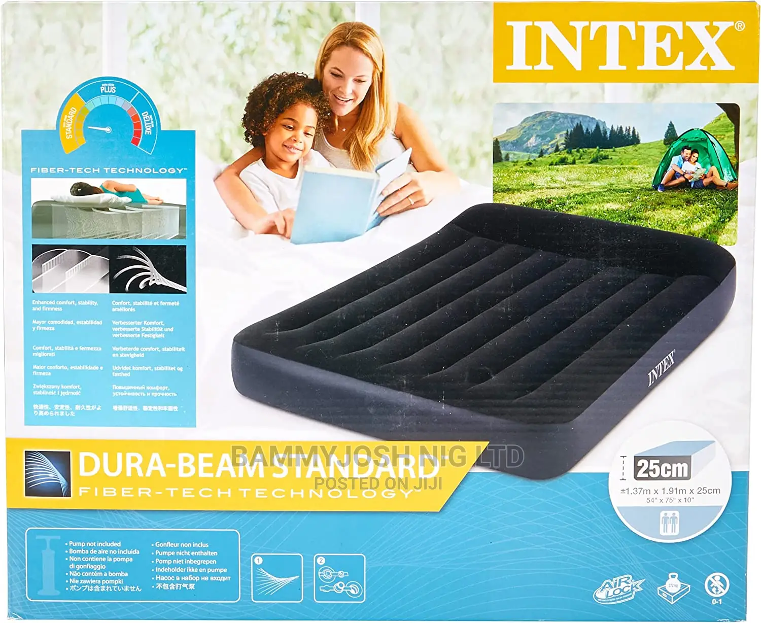 Intex Dura Beam Airbed With Pillow Raised for Two