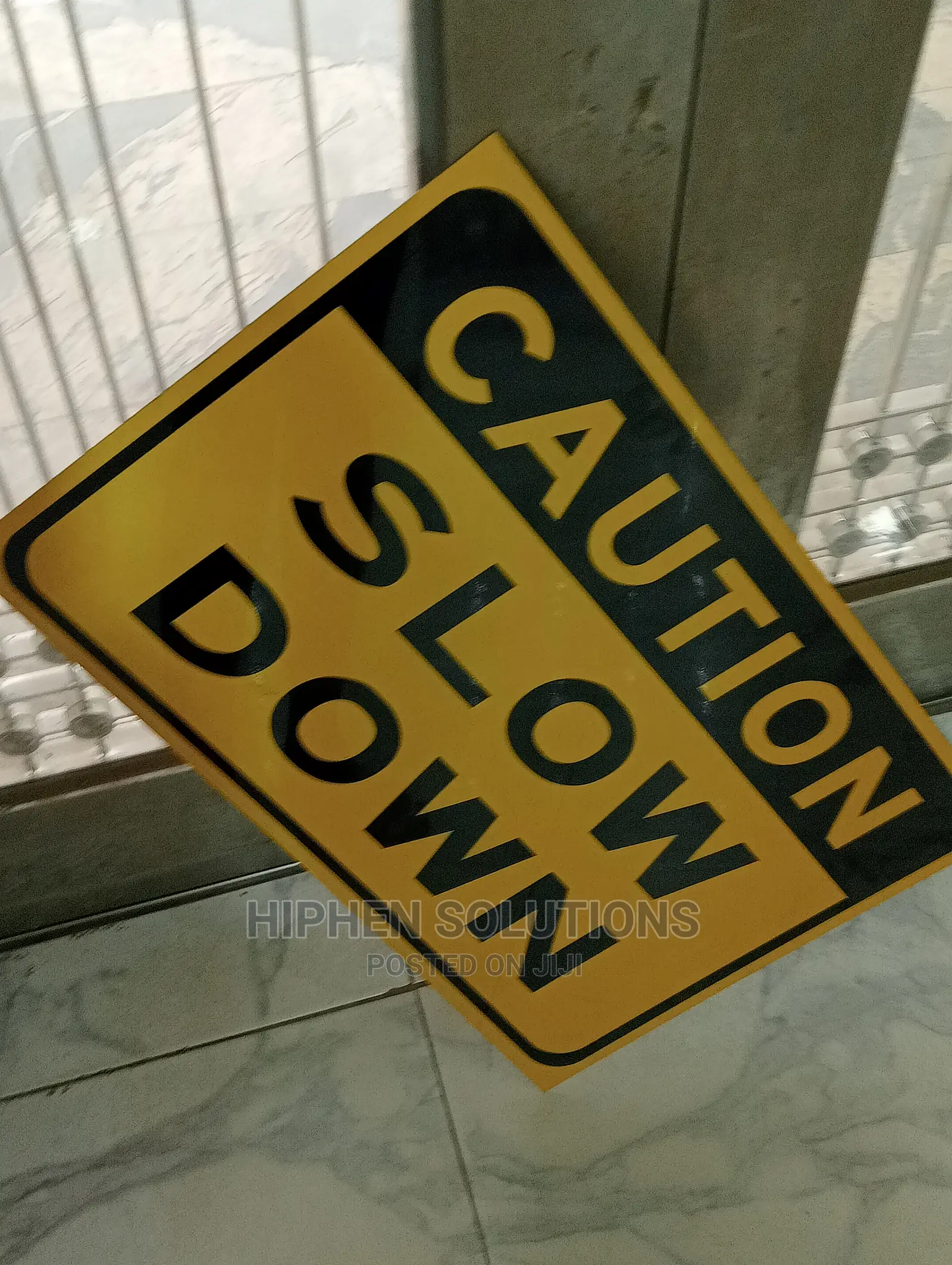 Caution Slow Down Sign For Self-support