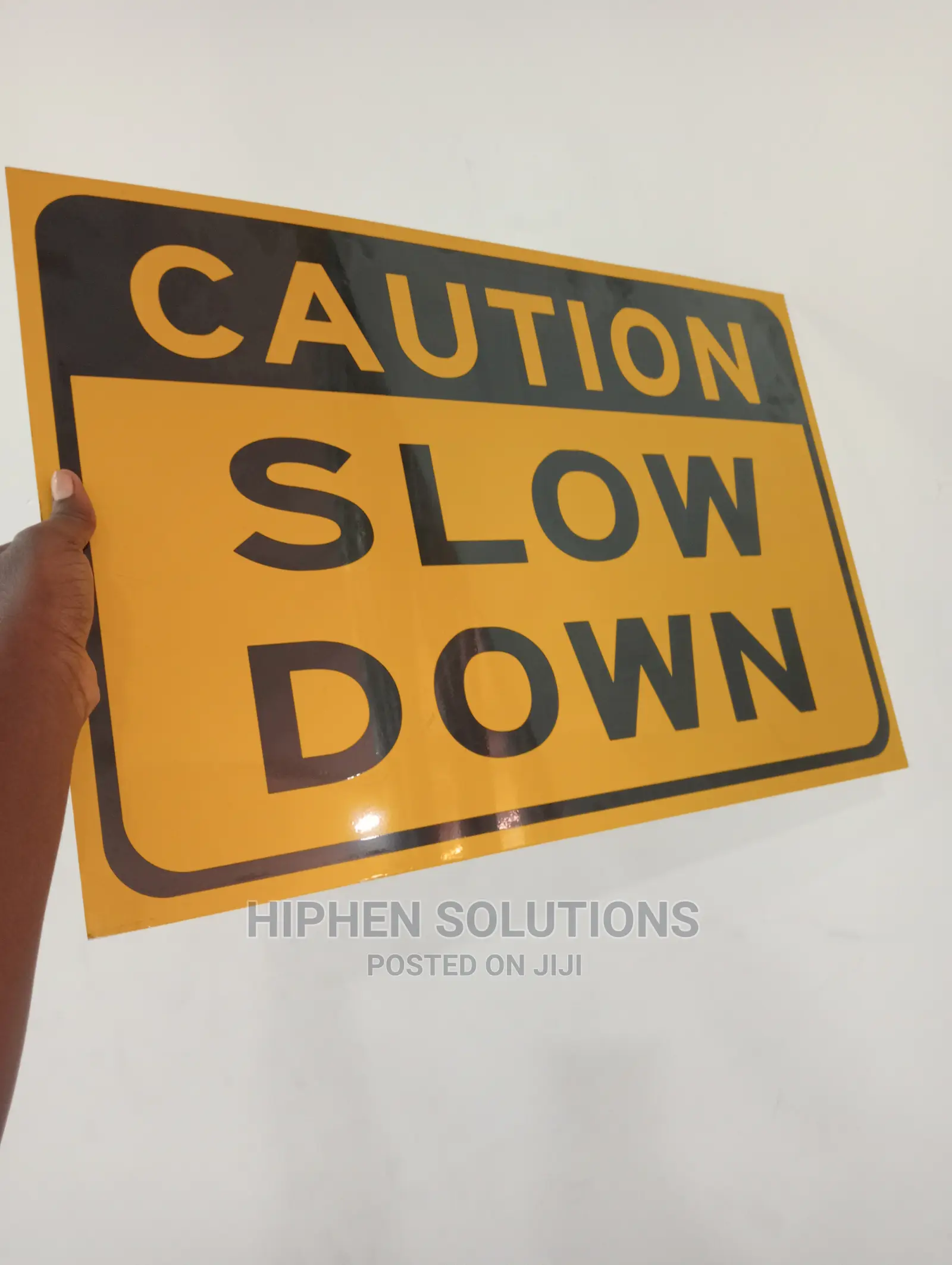Caution Slow Down Sign, Includes Holes