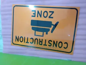Yellow Warning Sign - Construction Zone