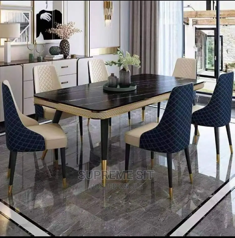 Dinning Marble Set With Six Chairs.