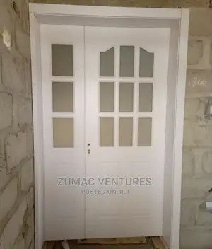 4ft White Wooden Glass Door