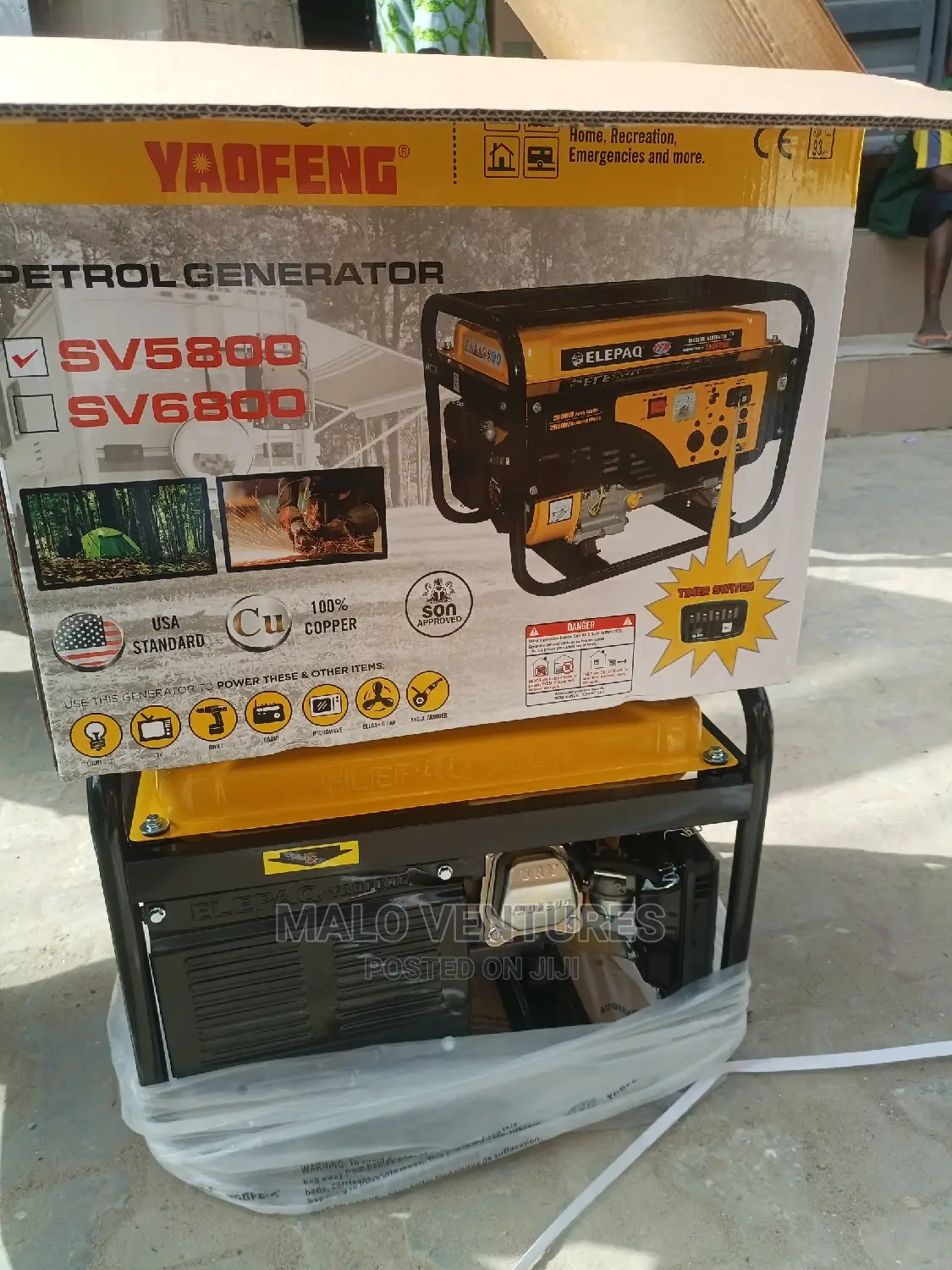 4.5kva Timer Manual Start Elepaq Generator 100% Copper