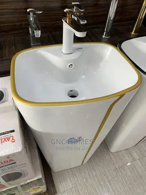 Free Standing Basin Black/ Gold