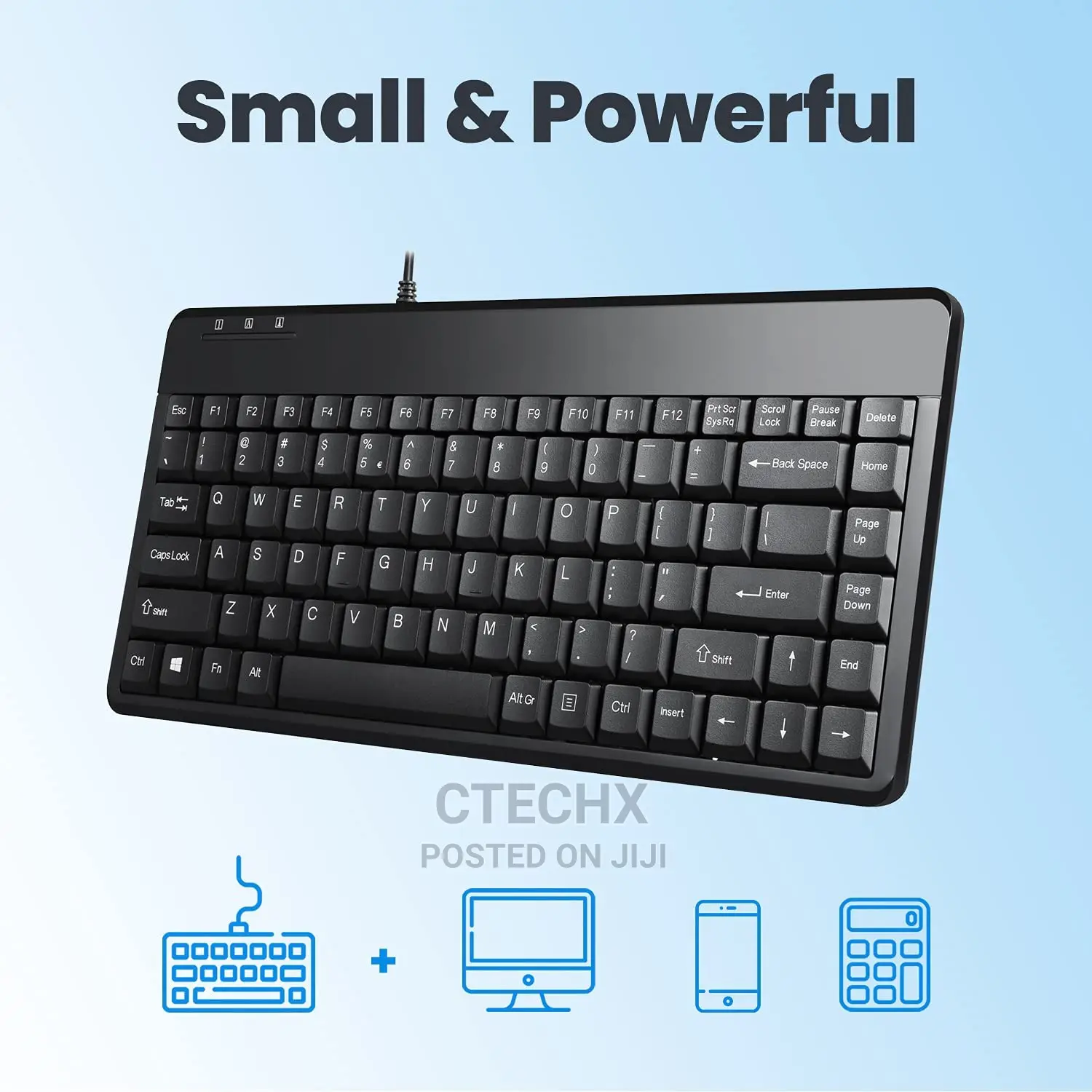 PERIBOARD-409 H - Wired USB Mini Keyboard Extra USB Ports