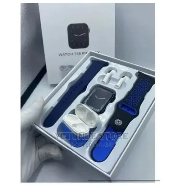 Smart Watch T55 Pro Max With Earbud Extra Strap for Androi