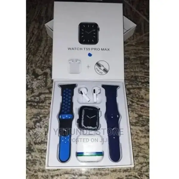 Smart Watch T55 Pro Max With Earbud Extra Strap for Androi