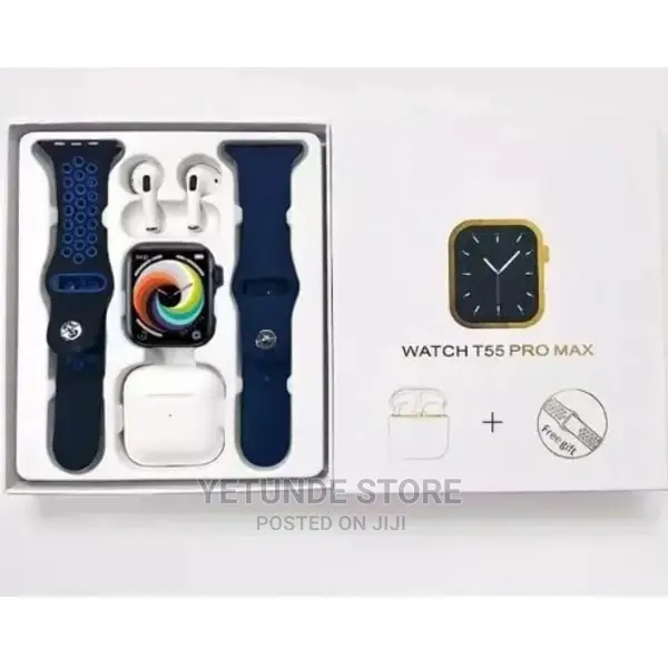 Smart Watch T55 Pro Max With Earbud Extra Strap for Androi