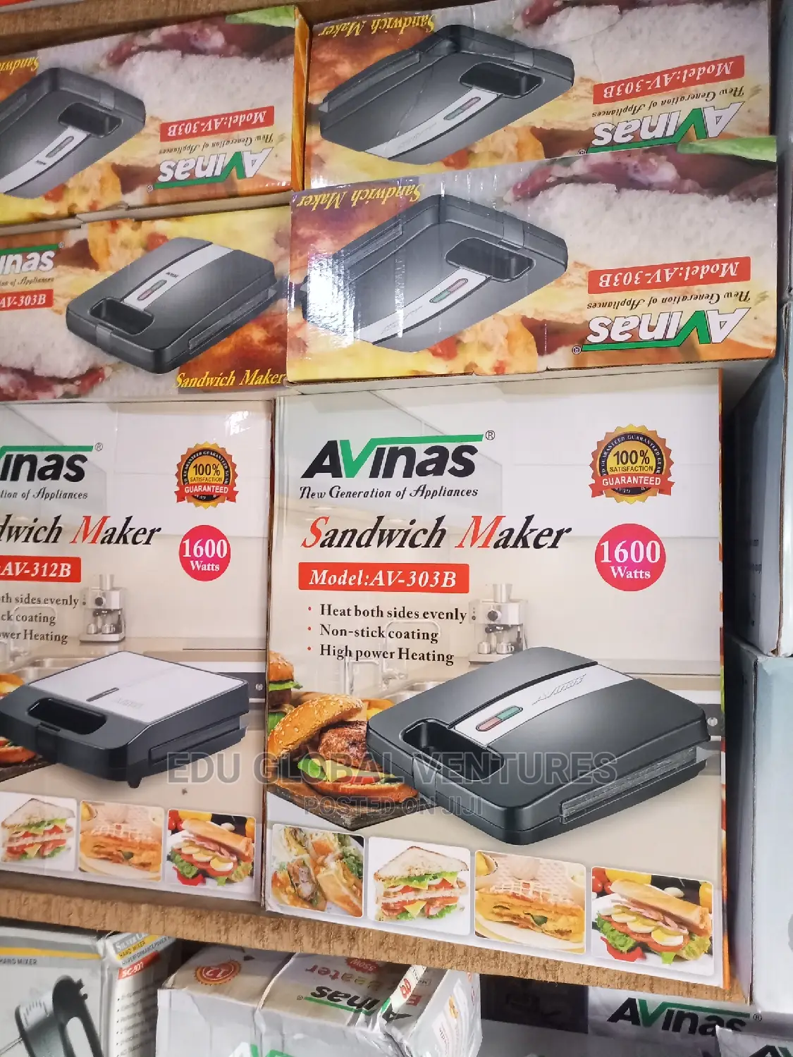 Avinas 4 Slice Sandwich Toaster/Maker. 1600watts.