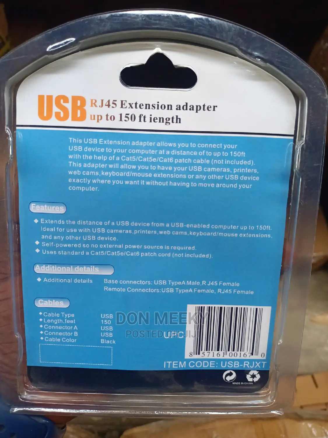 Usb Rj45 Extension Adapter Up to 150 Ft Length