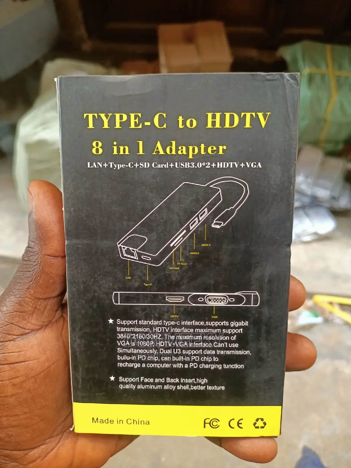 Type-C to HDTV 8in1 Adapter Lan+Type-C +Sd Card