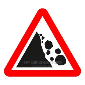 Traffic Sign With Car And Falling Rocks