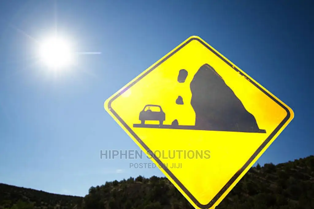 Falling Rocks Danger Warning Road Sign