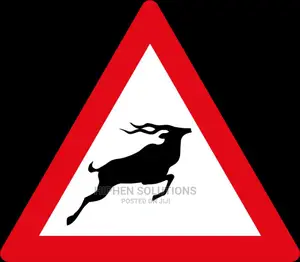 Wild Animals Yellow Road Sign For