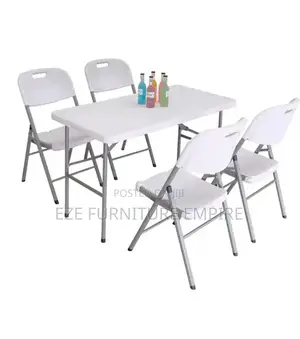 4ft Rectangular Foldable Table and 4 Chairs