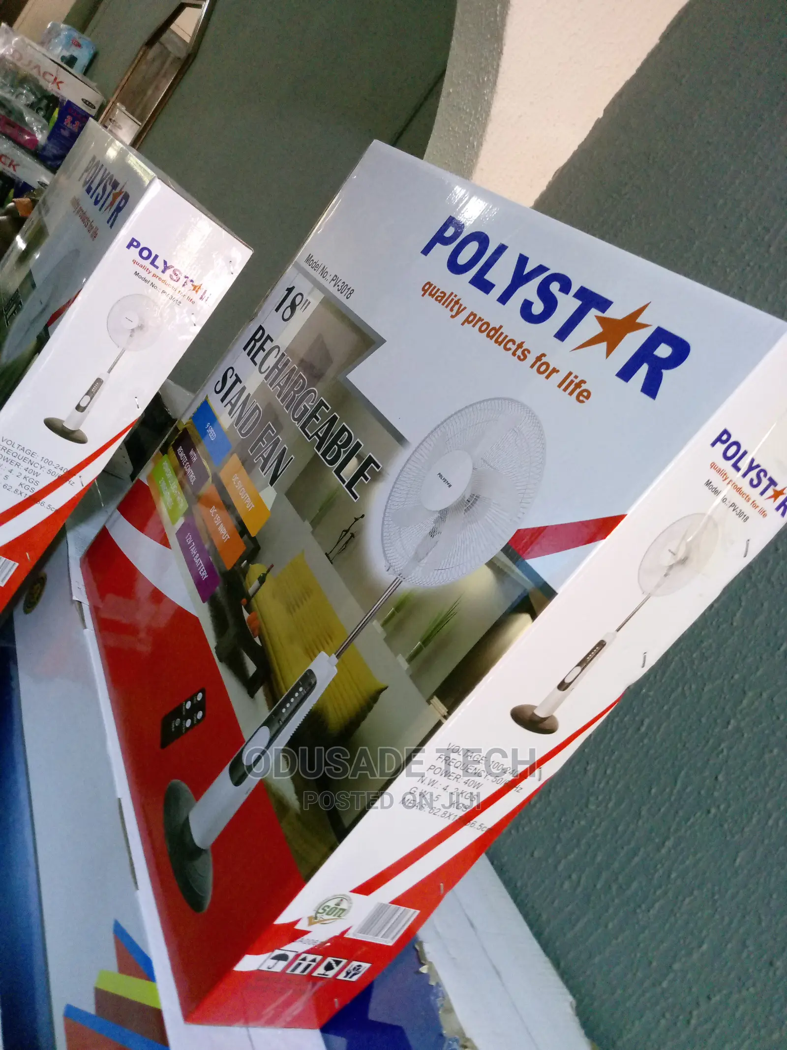 18inches Polystar Remote Rechargeable Stand Fan