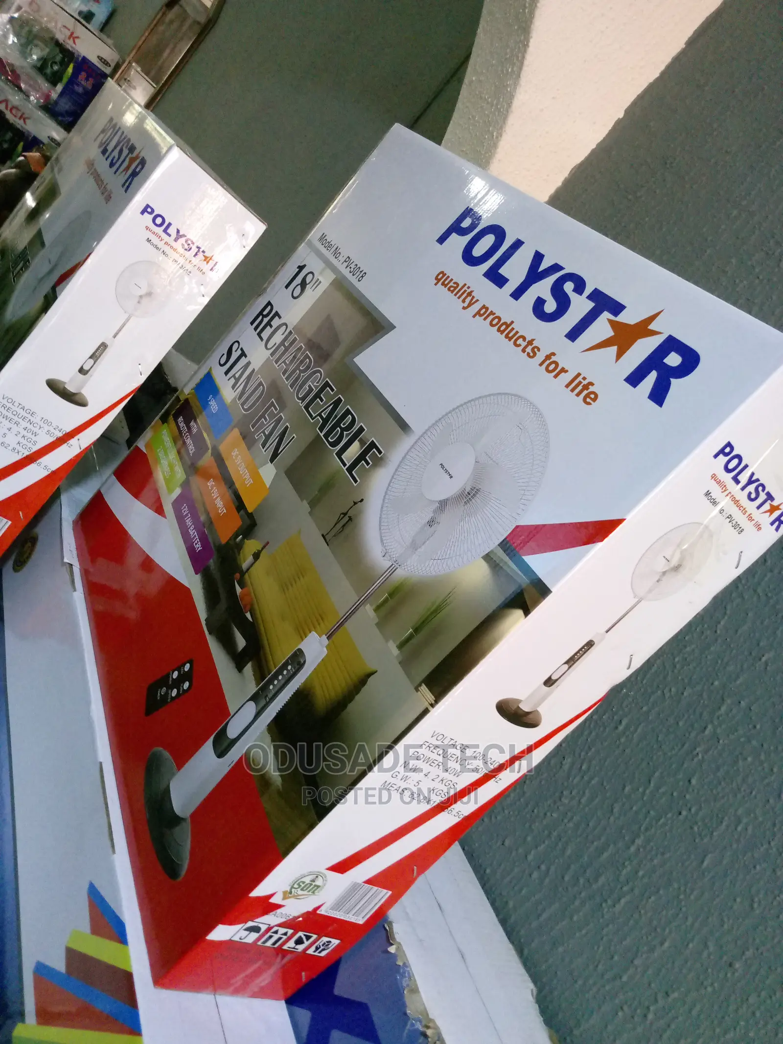 18inches Polystar Remote Rechargeable Stand Fan