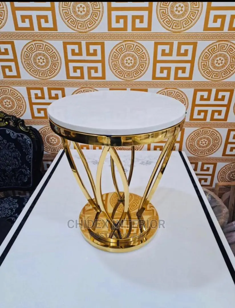 Classic Marble Side Gold Stool